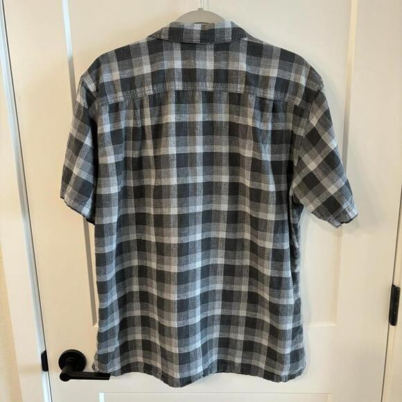 Patagonia Mens Large Button Up Organic Cotton Gauze Plaid Short Sleeve Shirt - Picture 5 of 7